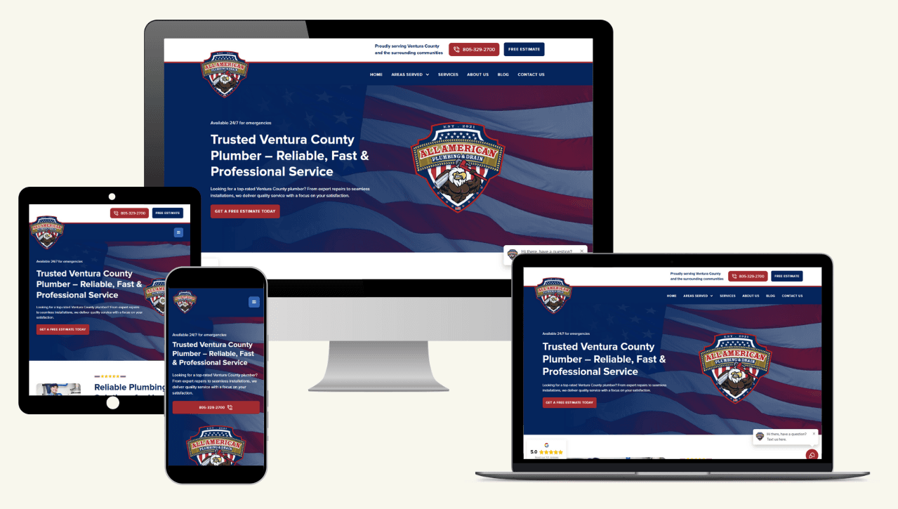 All American Plumbing & Drain website design