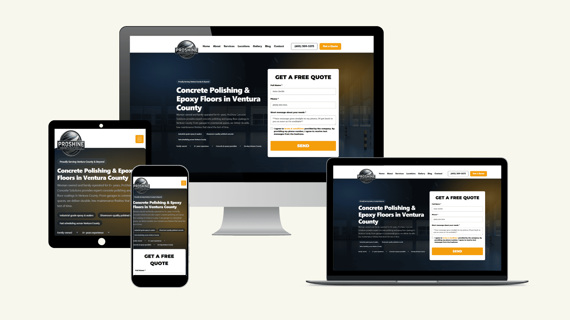 ProShine Concrete Solutions website design